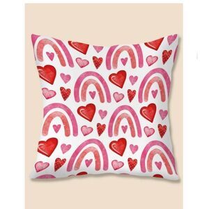 Heart and Rainbow Print Pillow Cover